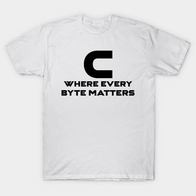 C Where Every Byte Matters Programming T-Shirt by Furious Designs